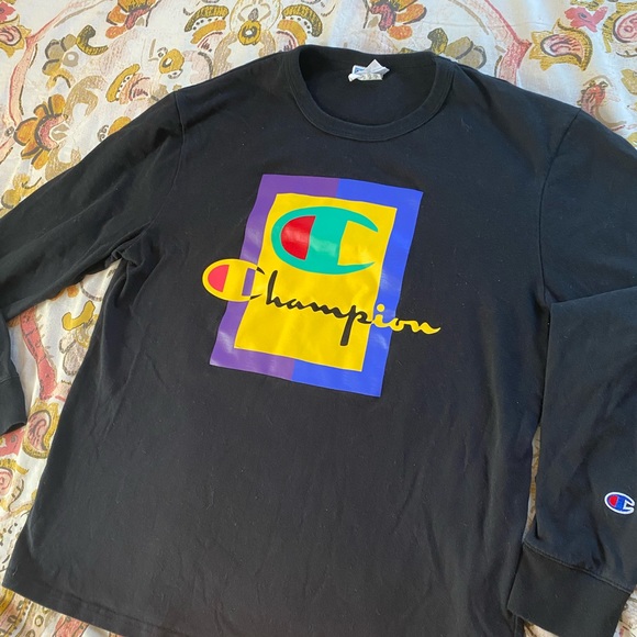 Champion Long sleeve Black Large Sized Vintage 🌟 - Picture 5 of 8